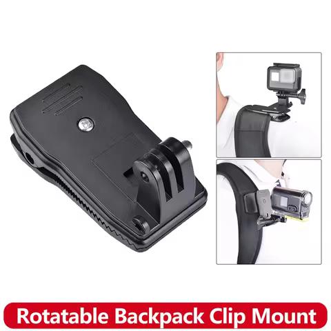 360° Rotatable Backpack Clip Strap Quick Mount For GoPro Hero 13 12 11 10 9 8 SJCAM SJ4000 AKASO Ins