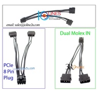Dual 4 Pin molex to 8 Pin power converter cable GPU PCIe Mining