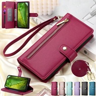 For Google Pixel 9 8 7 Pro 8A 7A Zip Case Wallet Card Holder Leather Flip Shockproof Cover Strap