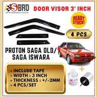 Proton Saga LMST Iswara Door Visor 3' Air Press Window Style Acrylic Wind Deflector For Proton Saga Old /Saga LMST
