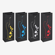 10pcslot Black Paper bags Single Wine Bottle Carrier High Quality Wine Grape Pokal Design Golden Red