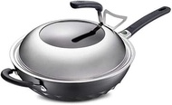 DPWH Frying Pan Non-stick Pan 32CM Diamond Whirlwind No Oil Fries Wok Smokeless Wok Non-stick Wok, B