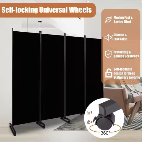 Room Divider Portable 88'' Partition Room Dividers and Folding Privacy Screens 4 Panel Wall Divider