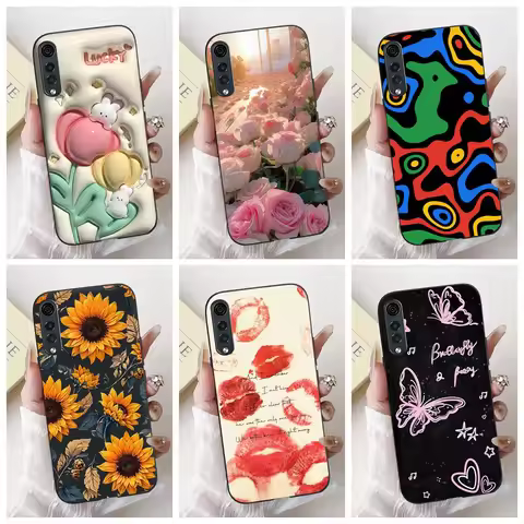 Casing For LG Velvet 5G UW Case 5G Black Cute Cat Fashion Funny Silicone Shockproof Phone Case For L