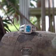 cincin lelaki silver 925 permata blue aqua, cincin perak 925 lelaki permata biru aqua, silver 925 me