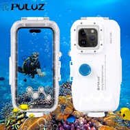 PULUZ 40m/130ft Waterproof Diving Case for iPhone 14 Plus / 14 Pro Max / 13 Pro Max / 12 Pro Max / 11 Pro Max, with One-way Valve Photo Video Taking Underwater Housing Cover