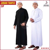 Jubah putih lelaki dengan zip kain khoshibo ready stock