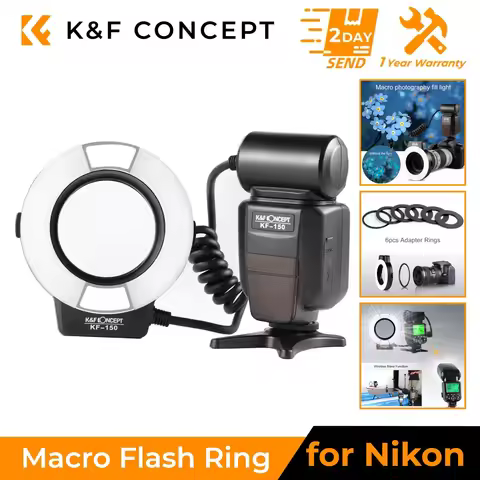 K&F CONCEPT KF-150 I-TTL Macro Ring Light Flashs LCD Display Wireless Slave Speedlite For Nikon Cano