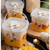 RORA - (10 Pcs) 300/500/750ml Disposable Square Container With Handle l Buko Pandan Cup l Bekas Coct