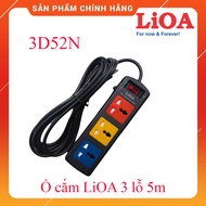 Ổ cắm điện LiOA 3 lỗ 5m 3D52N 3 ổ 3 chấu đa năng kéo dài chính hãng