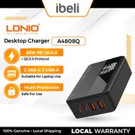 LDNIO A4808Q LED Display 65W Dual PD Type-C + Dual QC USB Ports Super Fast Desktop Charger