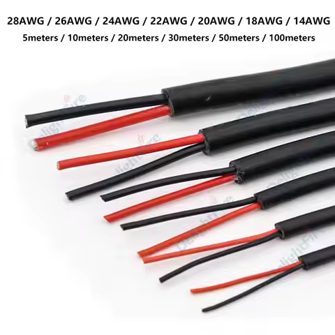 2Core Wire 28 26 24 20 18 16 14 22AWG Sheathed Cable Flexible Insulatioin 12V LED Cable For LED Stri