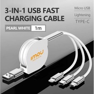 Imou 3 in 1 Flexible Charging Cable for iPhone/Android/Type-C (1m)