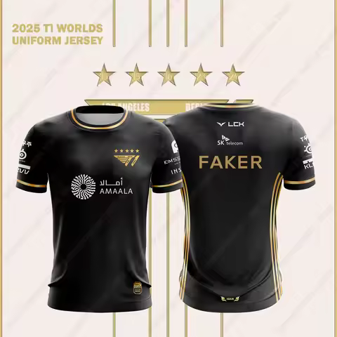 T1 Esports Team Uniform T-shirt 2025 League Of Legends World Finals Jersey New T-shirt Lol Game Fake