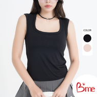 Bme เสื้อแขนกุดคอเหลี่ยมเสริมฟองน้ำ รุ่น ME5211 มี2สี สีดำ สีนู้ด New M.6.26