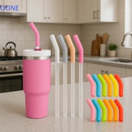 OONE 12pcs Metal Straws Tips Cover, Reusable 8MM Straw Topper, Cup Accessories Silicone Curved Straw