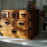 日本古道具雜貨-水波木紋三層抽屜櫃收納櫃室內裝飾