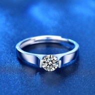 [SHINGYODO] No.084, 0.5ct Men's Moissanite Ring, S925 18K White Gold Plated, Free Size, Engagement R