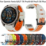 Applicable New Garmin Fenix 8 Three-row hole dual-color quick-release silicone watch strap 7X 5X gar
