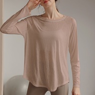 Áo Thun Yoga đồ tập dài tay tập luyện chuyên nghiệp Pilates Áo kiểu thể thao dáng rộng cho nữ