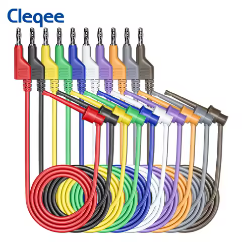 Cleqee P1045 10PCS Banana Test Hook Test Lead 4mm Stackable Banana Plug Test Hook Clamp Flexible Tes