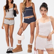 []-Women 2 Piece Set Dot Print Sleeveless Camisole and Elastic Shorts Club Summer Clothes