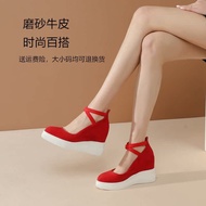 Women's 10cm Wedge Platform Shoes - Leather, Spring/Autumn Friendly
