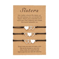 YALLNASL Matching Bracelets for 3 Sisters - Heart Bracelets for Unbiological Sisters, Bestie Birthda