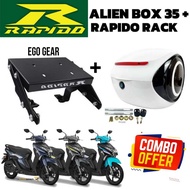 COMBO SET BOX ALIEN 35L ABS YAMAHA EGO GEAR + MONORACK RAPIDO EGO GEAR MONORACK ADJUSTABLE BOX SIPUT
