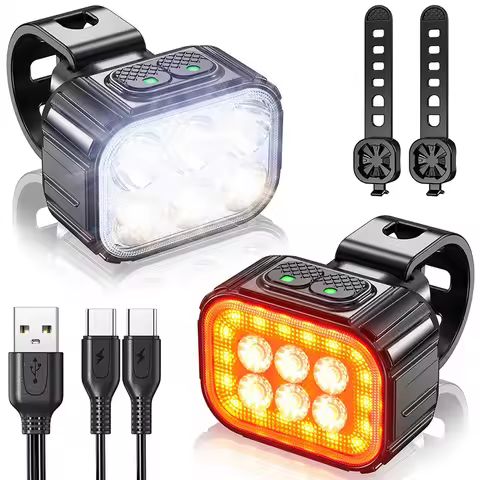 Q6 Bike Lights Front and Rear Bicycle LED Lamps Flashlight Rechargeable Bike Light Cycling Road Bike