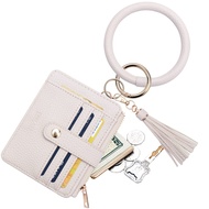 COOLANS Wristlet Bracelet Keychain Credit Card Holder Purse,RFID Blocking Zip Wallet,Silicone Bead T