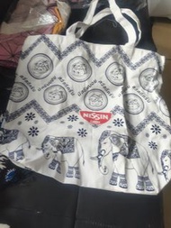 白色帆布日清泡麵圖案環保袋 出前一丁 清仔 泰國版 tote bag 環保袋