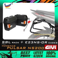 SET KOMBO KOTAK/BOX GIVI E23 E23N-S-OR SIDE CASES + MODENAS PULSAR NS200 SBL SIDEBAG HOLDER