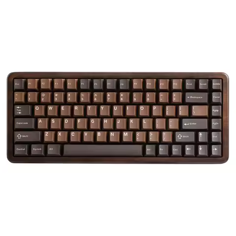 YUNZII WOOD84 Wireless Mechanical Keyboard, 75% Walnut RGB Backlit Wooden Keyboard, Tray Mount Hot-s