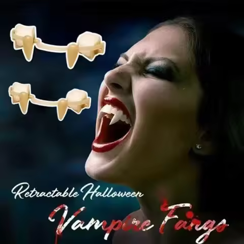 1/2/3/5PCS Retractable Vampire Teeth Halloween Vampire Fangs Dentures Zombie Teeth Small Tiger Teeth