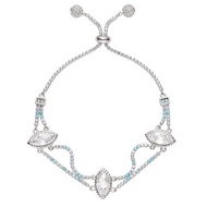 純銀八心八箭鋯石雙排手鍊 - 藍白相遇