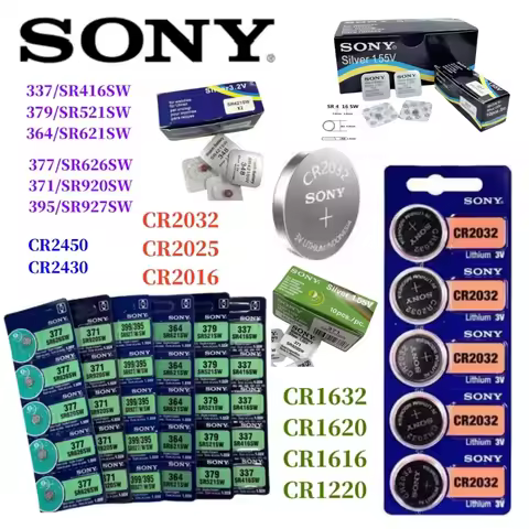 SONY SR421SW SR416SW SR521SW CR2032 CR2025 CR2016 CR1632 CR1220 CR1620 CR2450 CR2430 371 SR920SW 377
