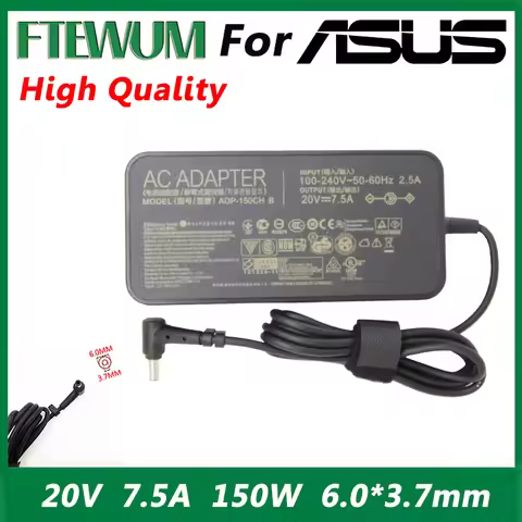 20V 7.5A 150W 6.0*3.7mm For ASUS Charger AC Notebook Laptop Adapter Rog FX95D VX60G TUF Gaming A15 F