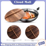 Wooden Wok Cover 32/36cm Round Natural Lid Wood Baking Pot Lids Cover Kitchen Tool