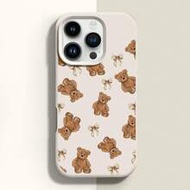 1pc Teddy Bear & Bow Pattern Liquid Silicone Shockproof Phone Case, Suitable As Holiday Gift Compati