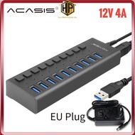 ACASIS HS710 - Bộ Chia 10 Cổng USB 3.0 Nguồn Rời 12V 4A - HUB USB 10 Port chính hãng