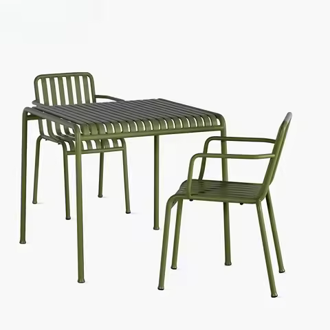 Factory Direct Sale Aluminum Restaurant Patio Furniture Outdoor Dining Table Set Metal Coffee Bistro