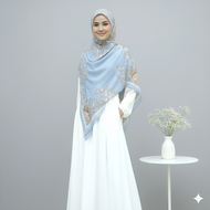 Kerudung Segi Empat Voal Jumbo Motif Makkah Elegan Warna Hitam 140x140 cm