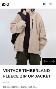 古著 vintage timberland fleece zip up jacket  淺卡其 杏色 搖粒絨 立領 無領 毛毛外套 idid