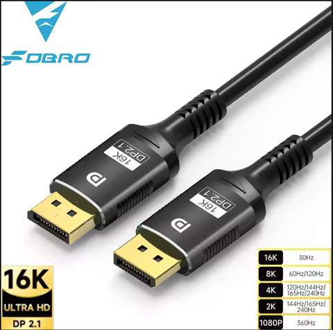 16K Displayport Cable DP2.1 16K@30Hz 8K@60Hz 80Gbps Ultra HD Video Audio Cable for Laptop TV Xbox Pr