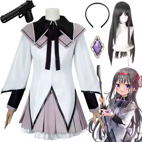 Akemi Homura Cosplay Wig Costume Puella Magi Madoka Magica Fighting Uniform Props Akemi Homura Anime