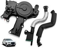 06H103495AB PCV Valve Engine Crankcase Vent Oil Separator Breather Hose 3-Piece Compatible for Audi 