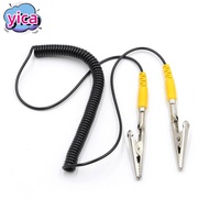 YICA Anti-Static ESD Grounding Cable, 180cm / 71" 2mm Coiled Cord, PU,Metal Male-to-Female Black wit
