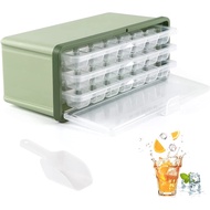 Ice Cube Trays with Lid and Bin, 3 Pack Plastic Ice Cube Tray Molds, Easy-Release 63 Mini Nugget Ice