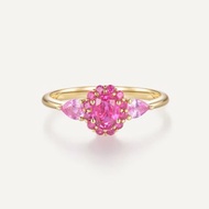 紅粉佳人藍寶石鑽石天然石剛玉彩色寶石18k金戒指紅寶石戒指